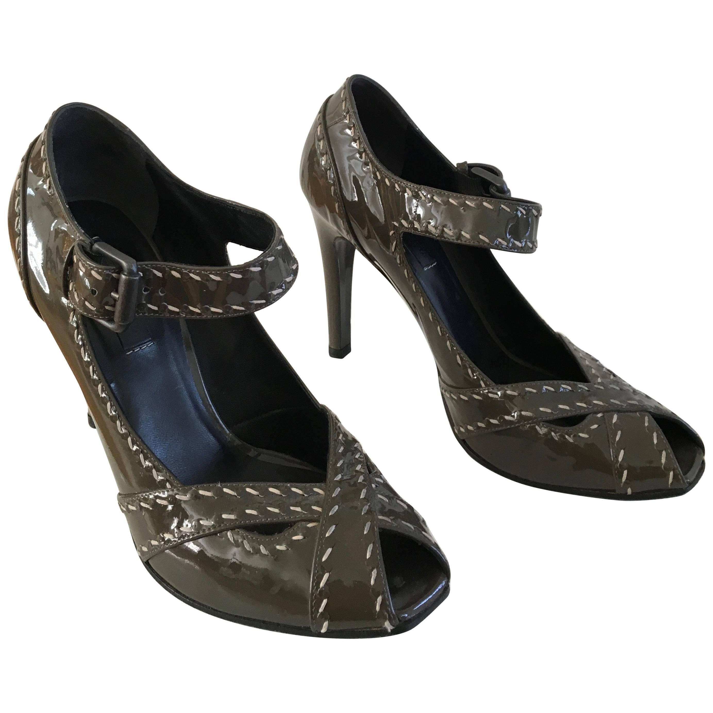 Bottega Veneta Patent Leather Baby Jane High Heels  For Sale