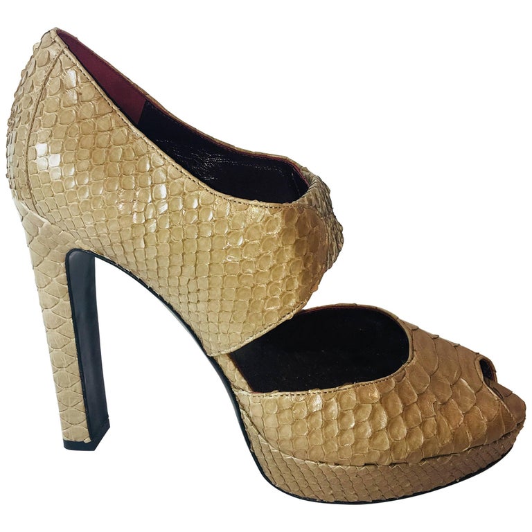 Devi Kroell Python Peep Toes For Sale at 1stdibs
