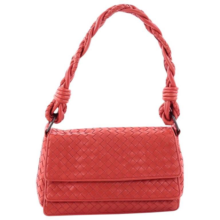 Bottega Veneta Braided Double Flap Bag Intrecciato Nappa Small