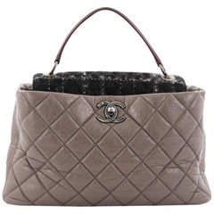 Chanel Portobello Top Handle Bag Quilted Aged Calfskin and Tweed Large