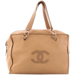 Chanel Vintage Whipstitch CC Zip Bowler Bag Leather Medium