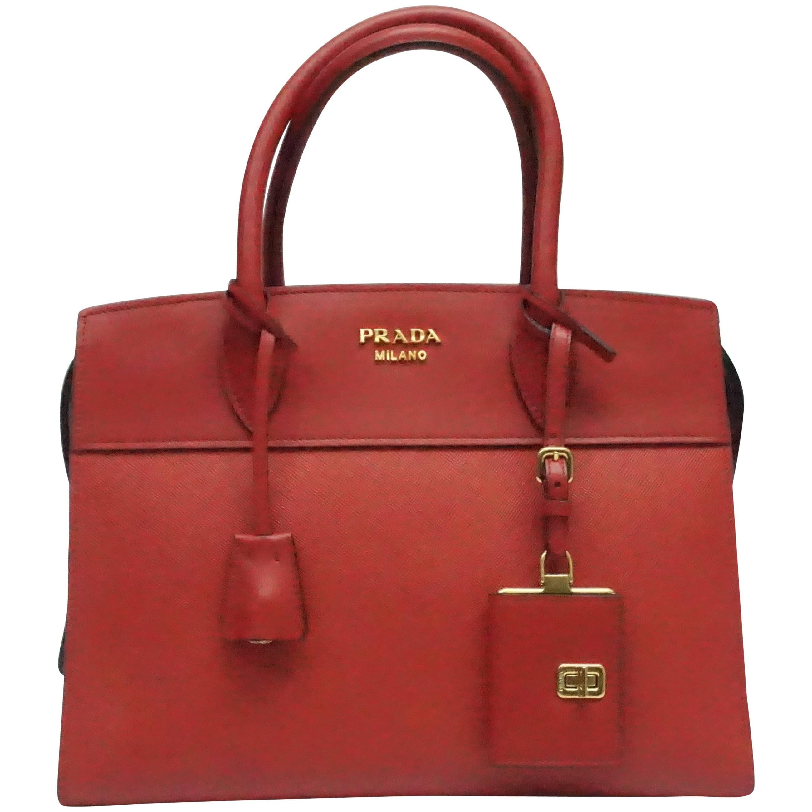 Prada Red Saffiano City Handbag - NEW