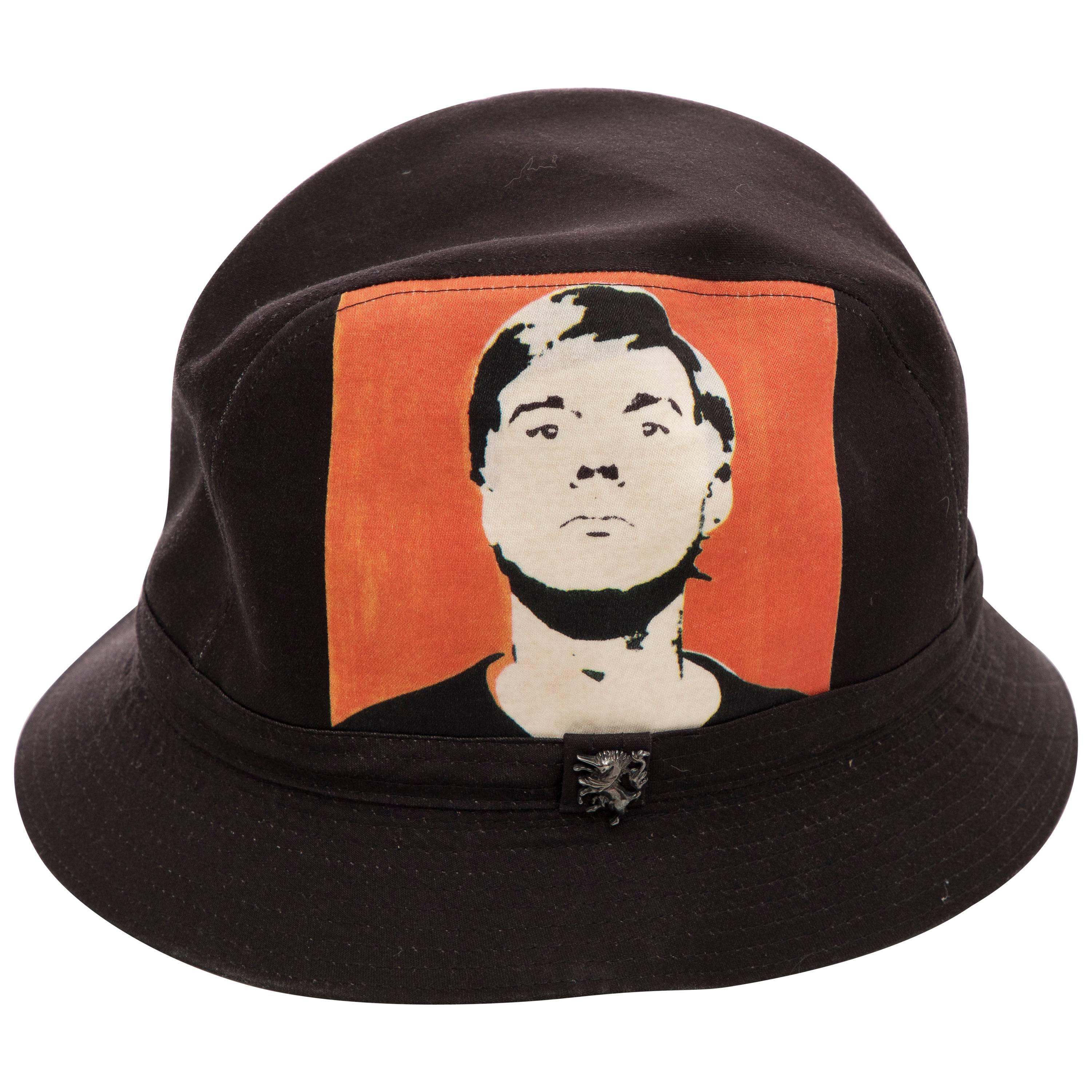 Philip Treacy Black Woven Printed Cotton Andy Warhol Bucket Hat, Circa 2006
