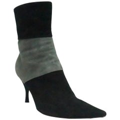 Sergio Rossi Black and Grey Suede Short Boot - 39.5