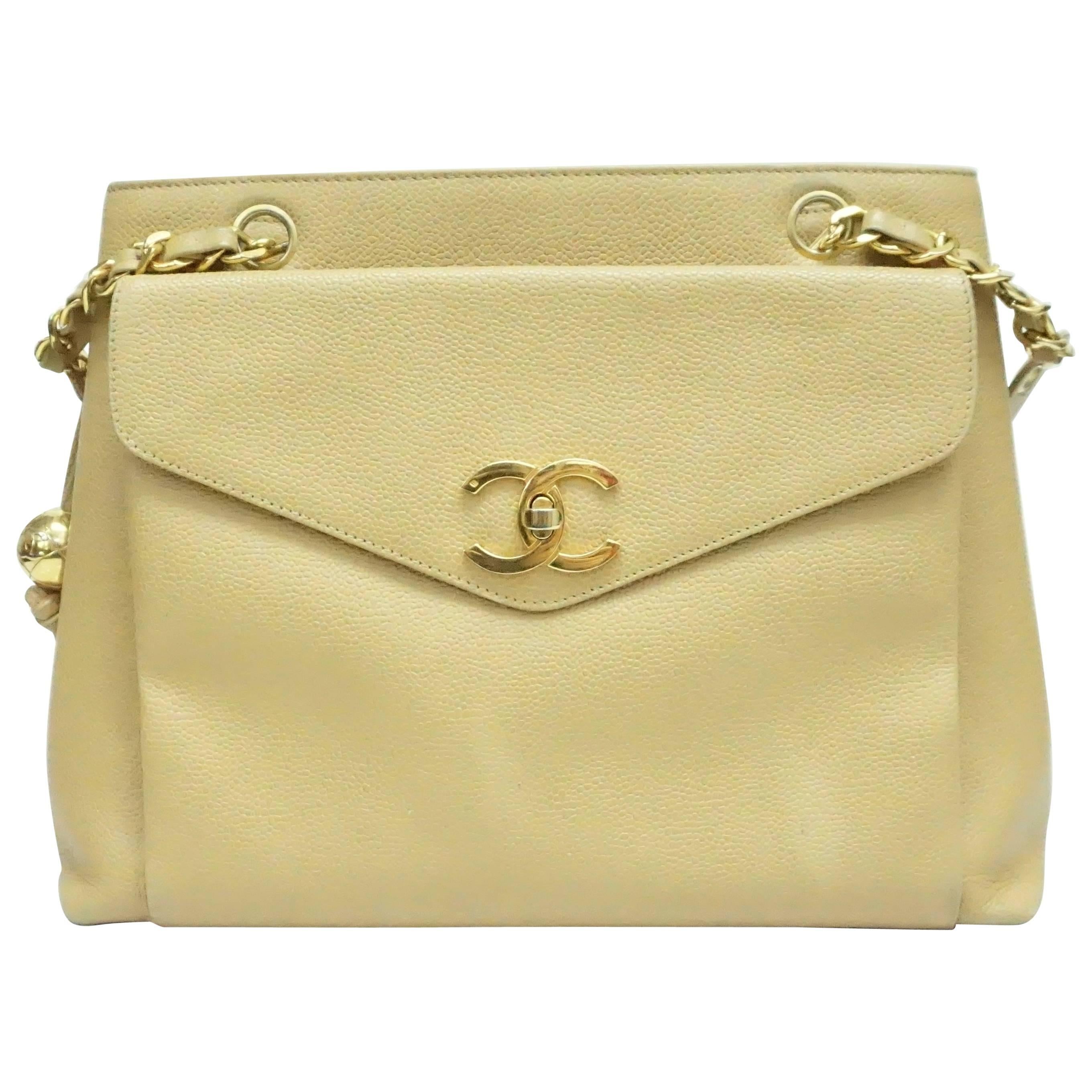 Chanel Nude Caviar Vintage Shoulder Tote, Circa 1990s