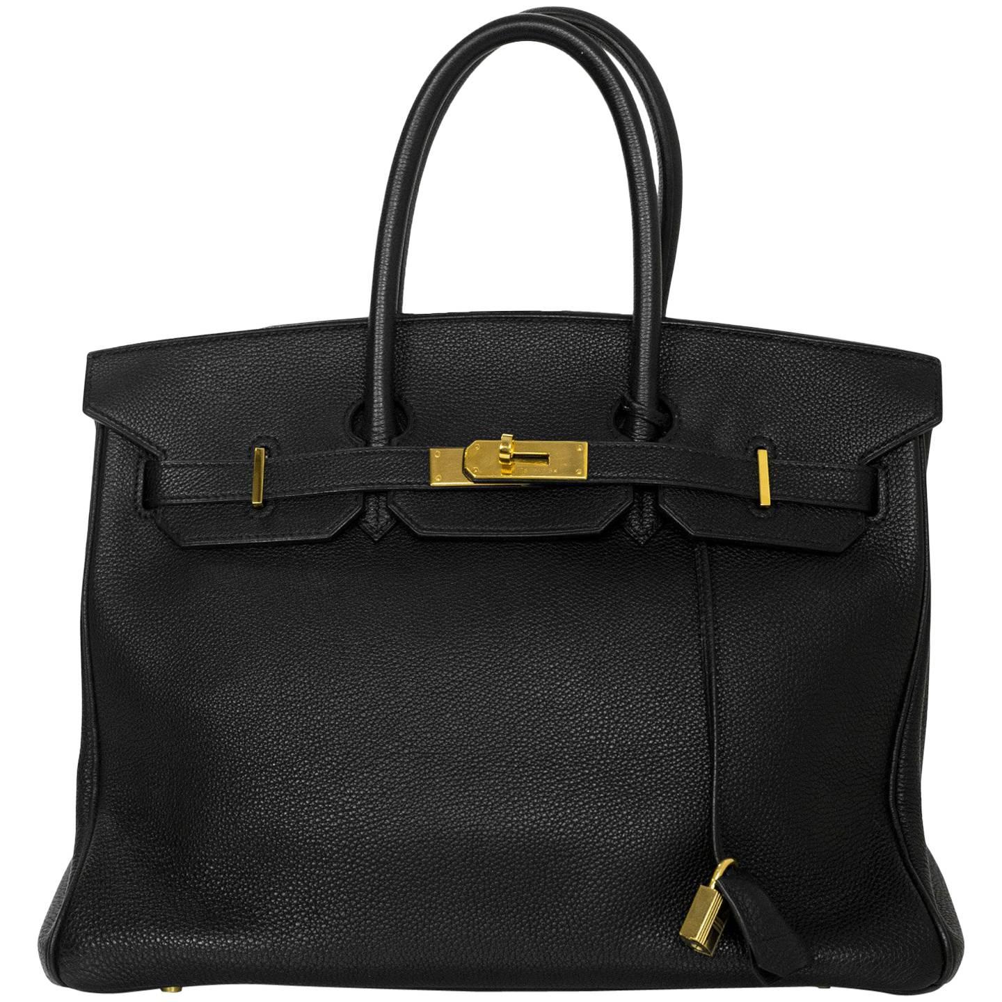 Hermes 2003 Black Togo Leather 35cm Birkin Bag w/ Gold Hardware
