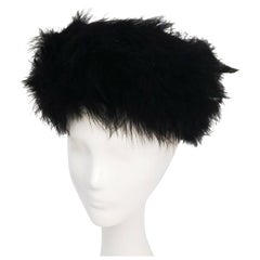 1960s Black Marabou Trimmed Feather Hat