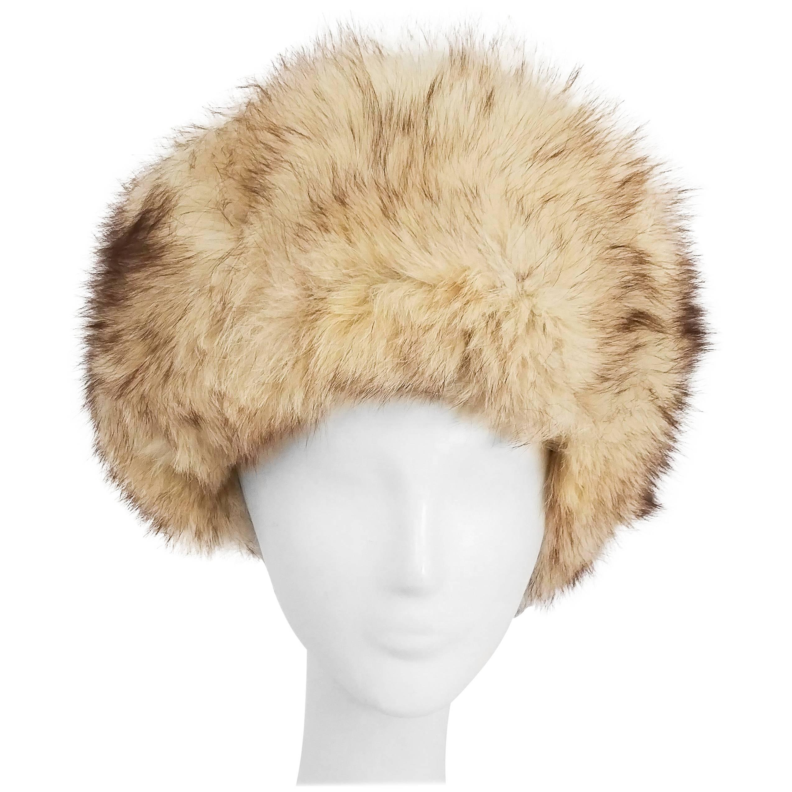 1960s Cream Fox Fur Hat