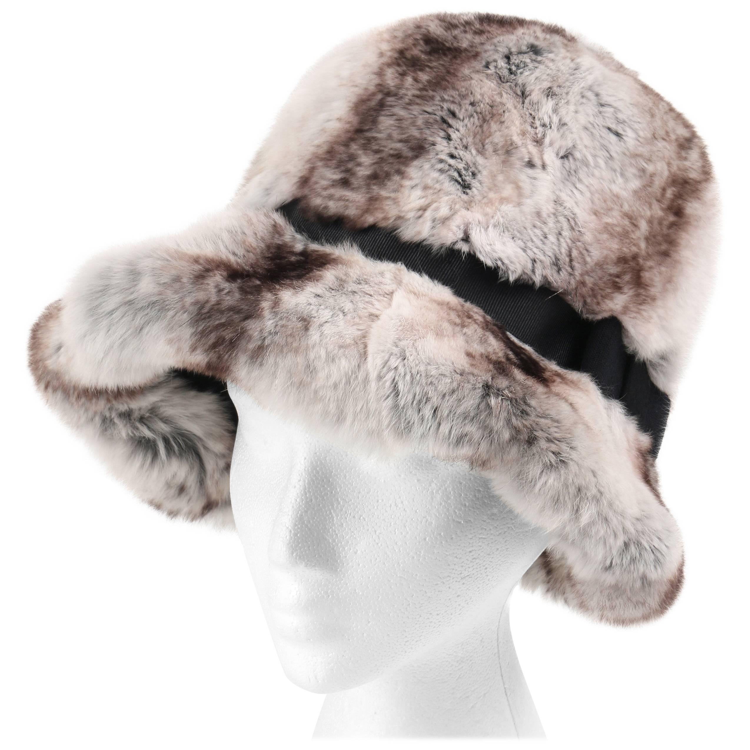 CHRISTIAN DIOR Chapeaux c.1960's MARC BOHAN Natural Chinchilla Fur Cloche Hat