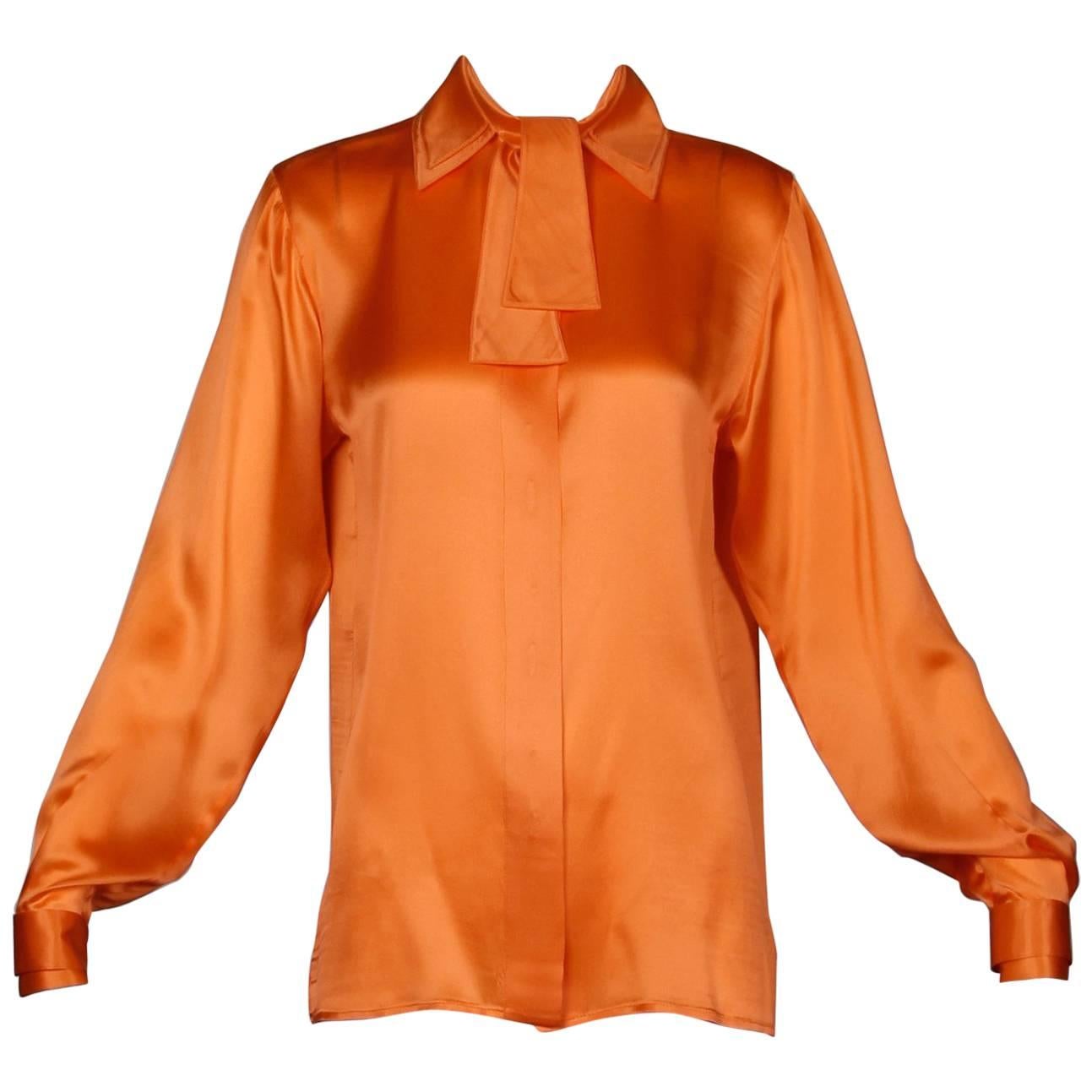 Unworn w/ Original $5, 995.00 Tags Claude Montana Vintage Orange Silk Blouse Top