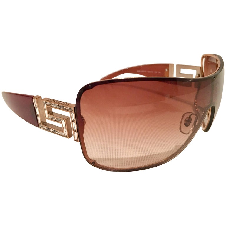 Contemporary Versace Crystal Embelisshed Greek Key Sunglasses at 1stDibs