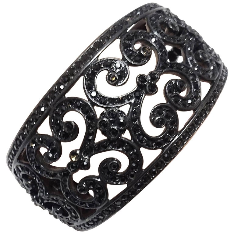 Jay Lane Black Rhinestone Cuff Bracelet at 1stDibs black