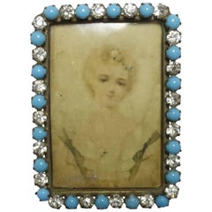 Antique Victorian Frame with Turquoise Beads and Paste 