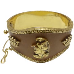 Retro 1960s Bergere Leather Cuff Bracelet