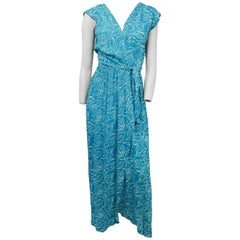 Retro 1970s Adele Simpson Summer Wrap Dress w/ Cowl Back