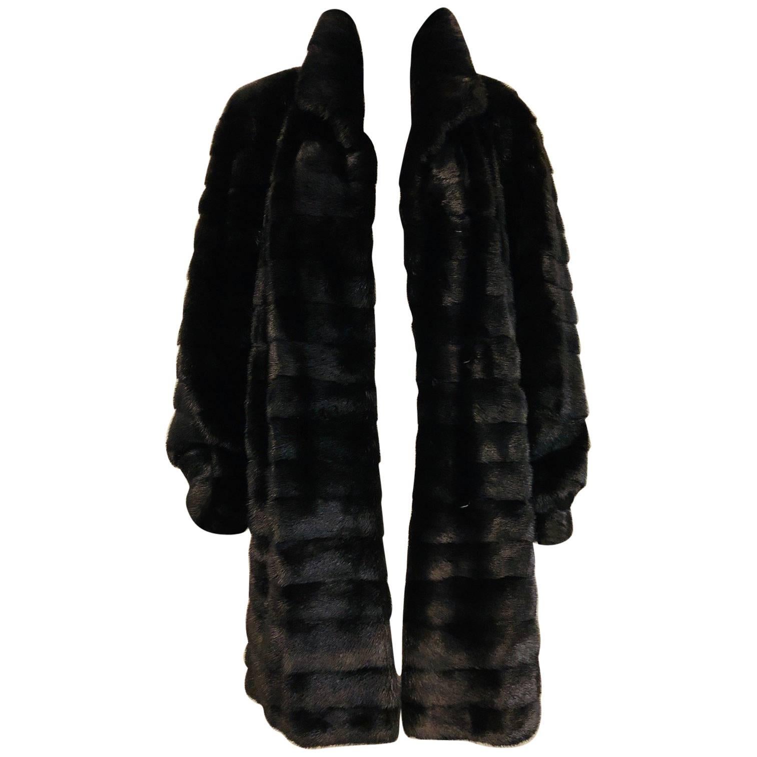 Black Horizontal Mink Reversible Short Coat