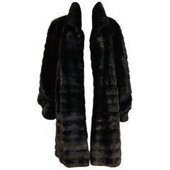 Black Horizontal Mink Reversible Short Coat