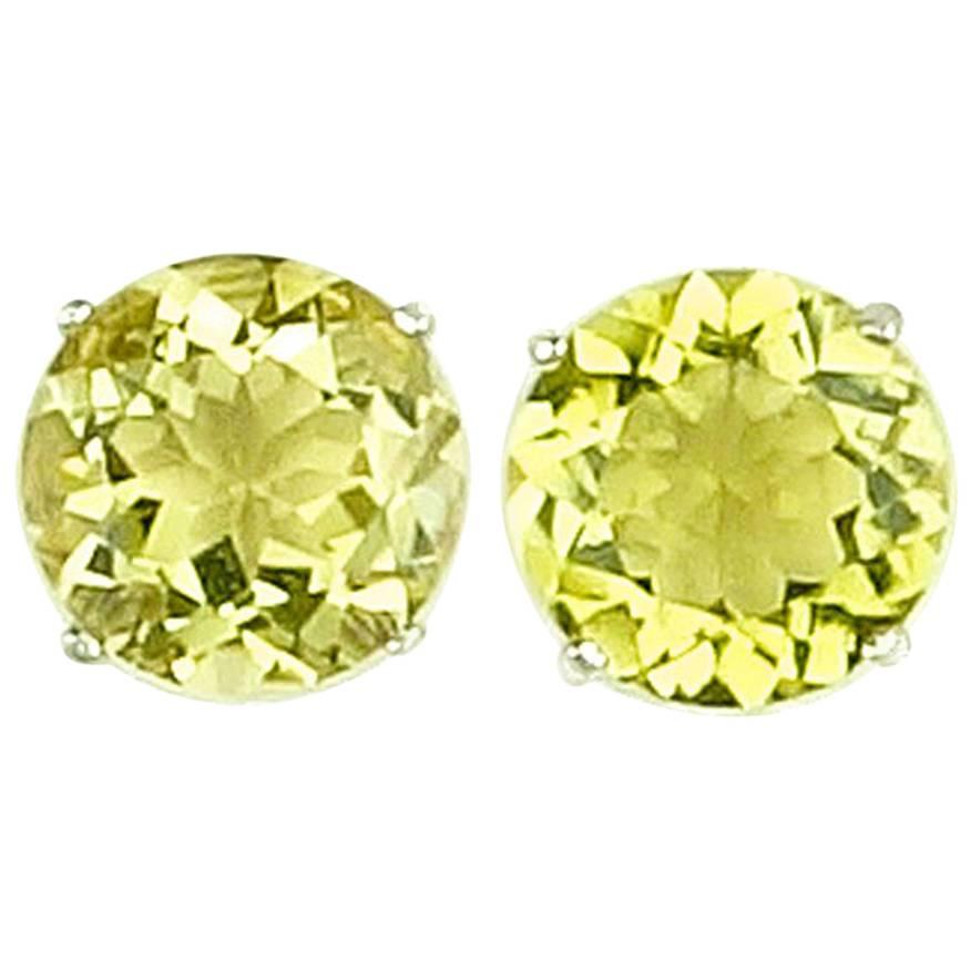 12 Carats of Champagne Quartz Sterling Silver Stud Earrings