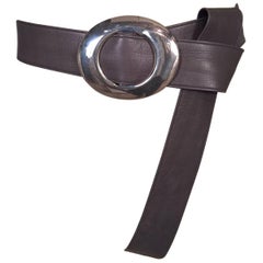 Elsa Peretti Tiffany & Co. Sterling Buckle and Charcoal Grey Leather Belt Unworn