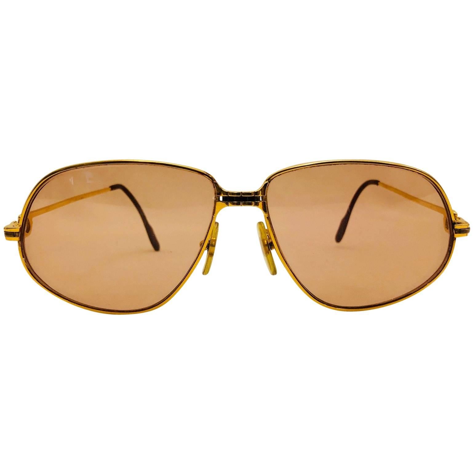 Cartier Vintage Panthere GM Sunglasses 59 14, 1988  For Sale