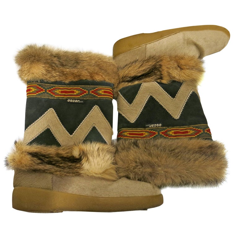 1970s Oscar Sport "Fur" Winter Boots For Sale at 1stDibs