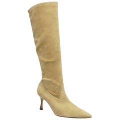 Manolo Blahnik Camel Suede Tall Boot - 38.5