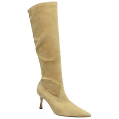 Manolo Blahnik Kamelfarbener Wildlederstiefel - 38,5