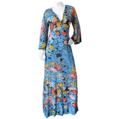 1970s Floral Printed Gottex Maxi Dress