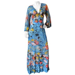 Vintage 1970s Floral Printed Gottex Maxi Dress 