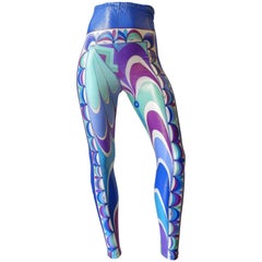 Vintage Emilio Pucci Iridescent Swirl Print Leggings