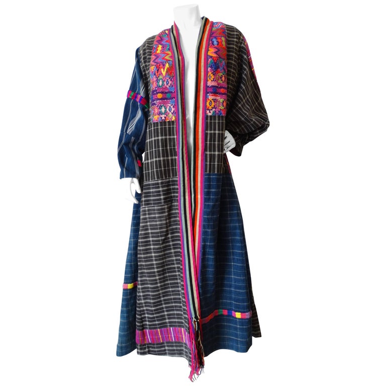sachin and babi light blue dress Vintage Woven Guatemalan Dress Aztec Embroidered Folklorico Batik Mexican  Mini main image 0