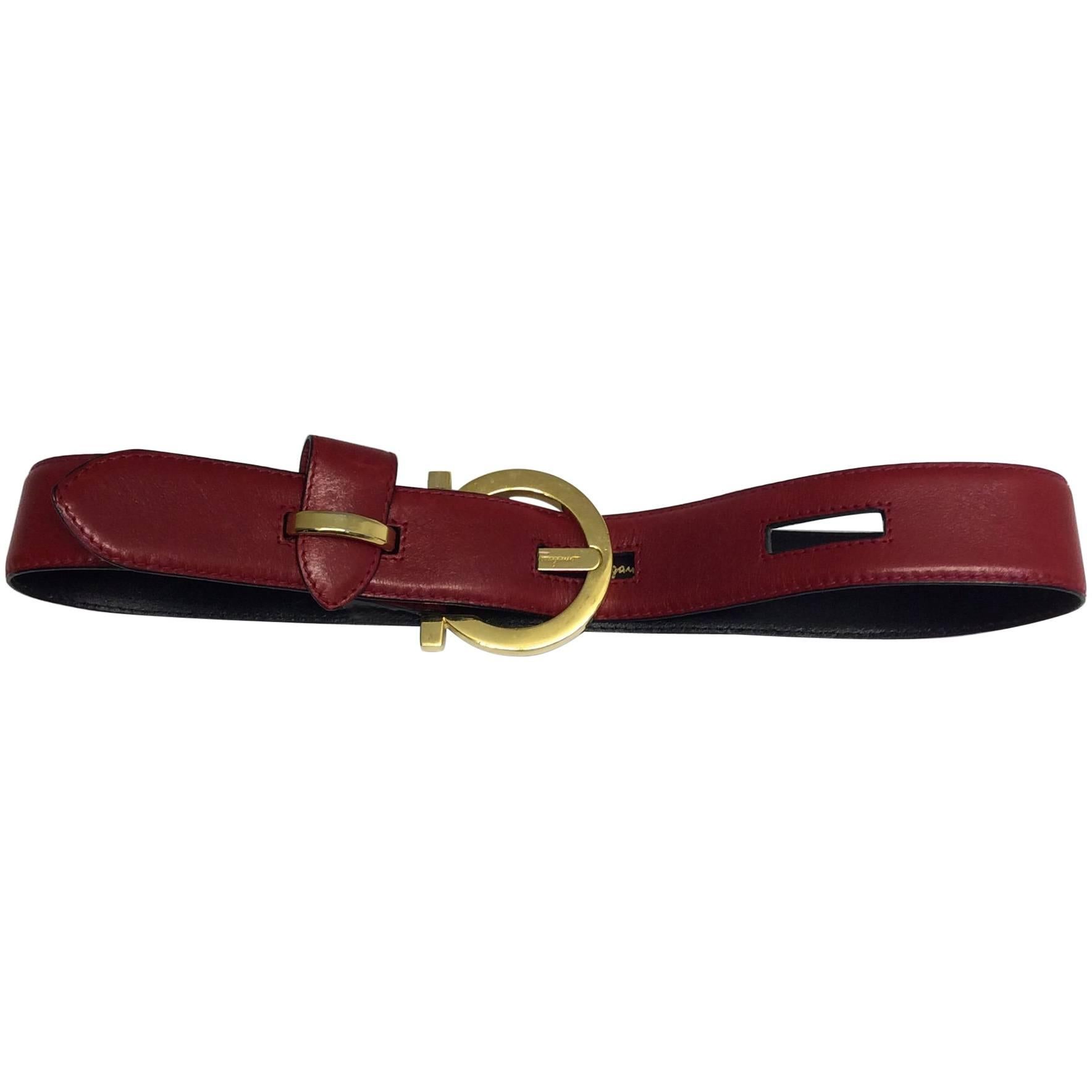 Red Salvatore Ferragamo Leather Belt For Sale