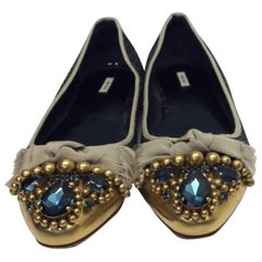 Miu Miu Blue Glitter Ballet Flats