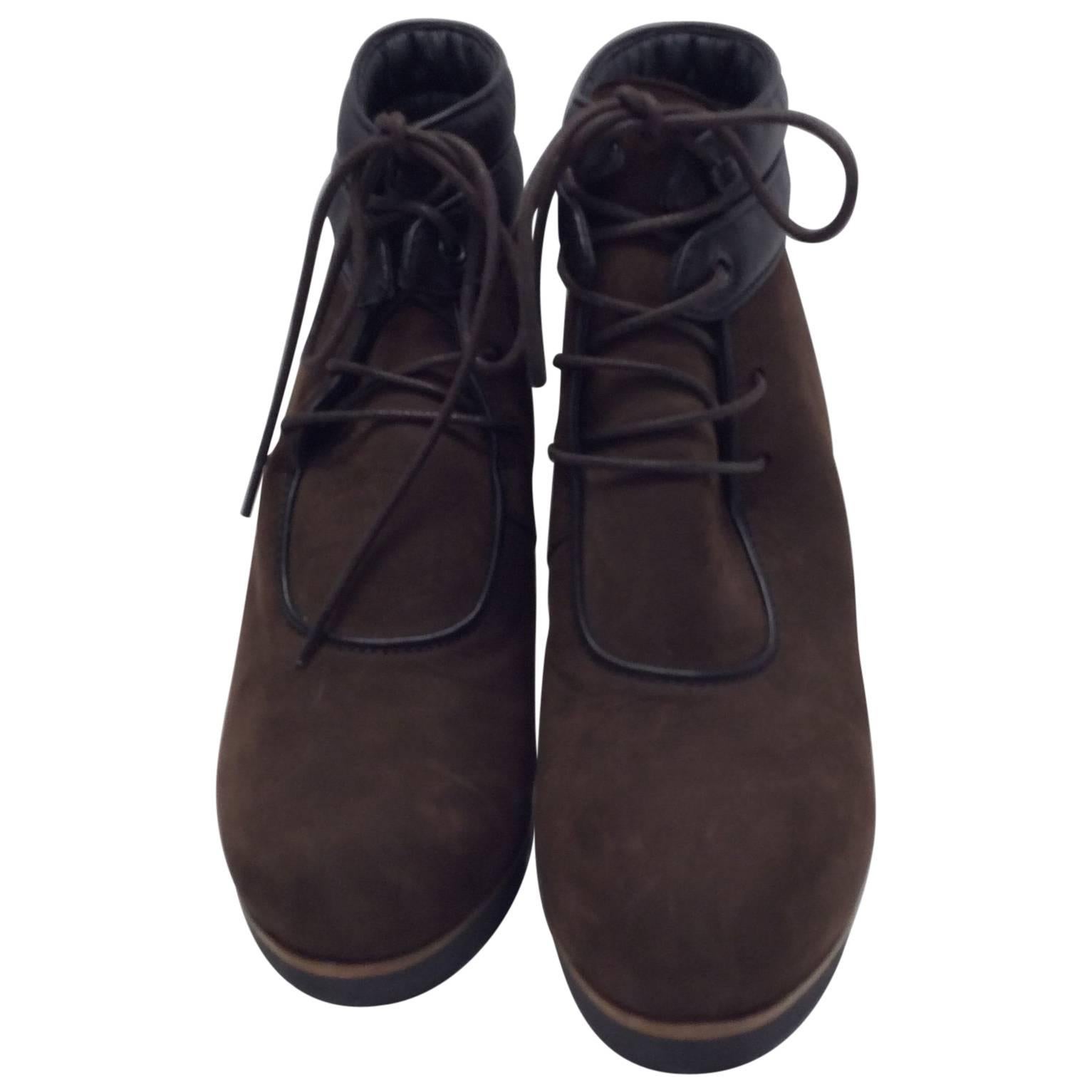 Tods Brown Lace Up Ankle Booties For Sale