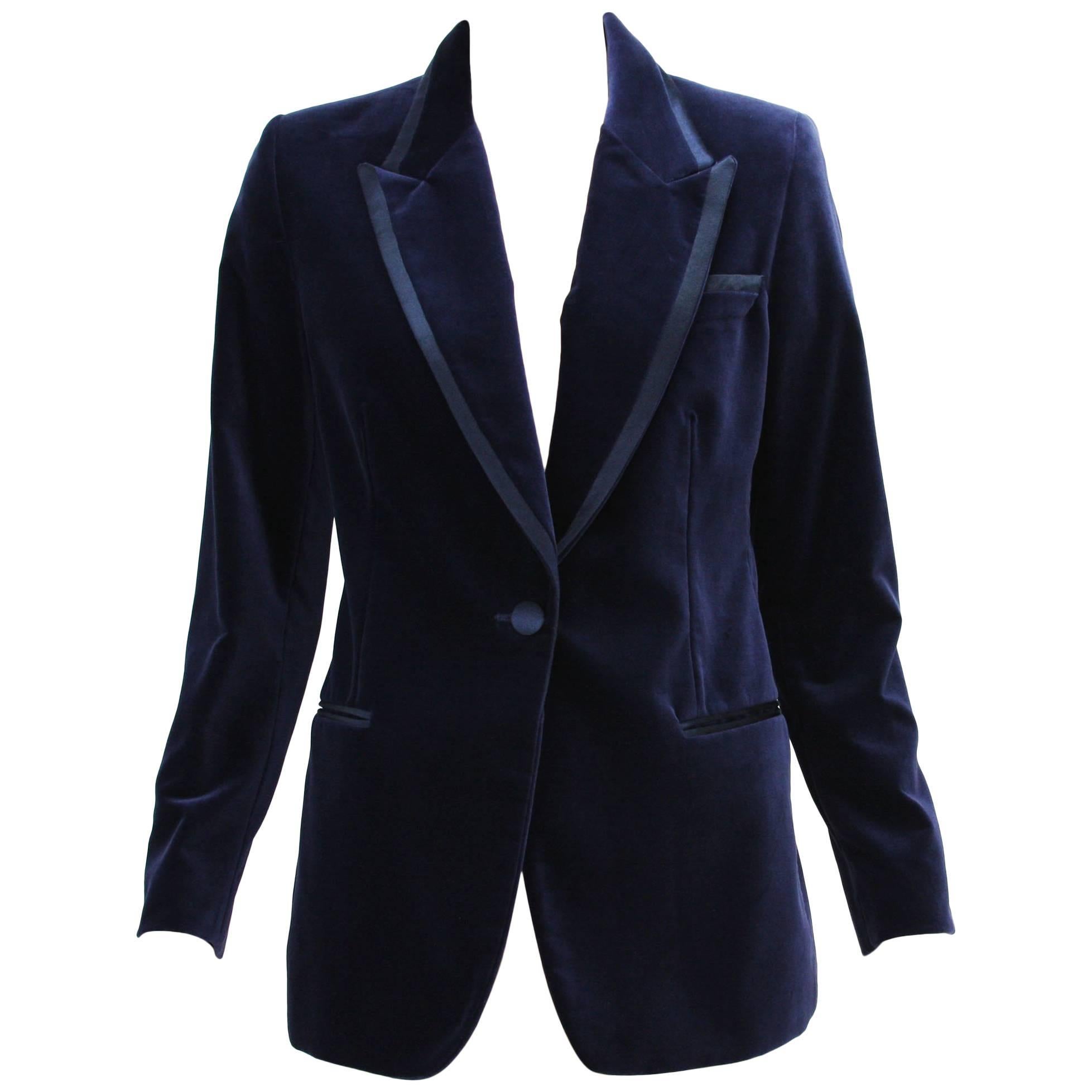 Tom Ford for Gucci 1996 Collection Dark Blue Velvet Tuxedo Jacket Blazer It. 42