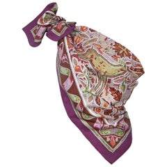 Hermes Silk Scarf Pavement Mosaic Maurice Trenchant Purple Green 90 cm