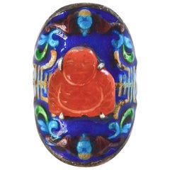 Carnelian Enamel Buddha Ring 