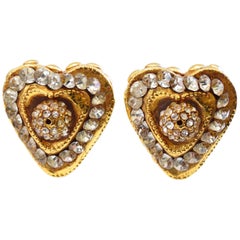 Kalinger Paris Heart Shaped Rhinestone Earrings