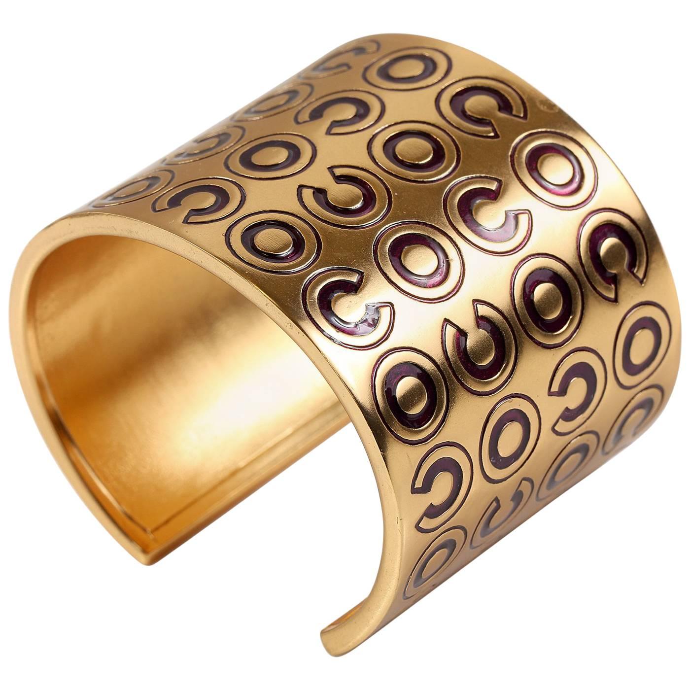 Chanel COCO Gold Cuff Bracelet For Sale