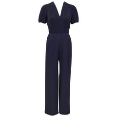 1990's Valentino Couture Navy Blue Jumpsuit