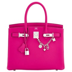 Hermes Rose Pourpre 30cm Pink Togo Palladium Hardware Birkin Bag