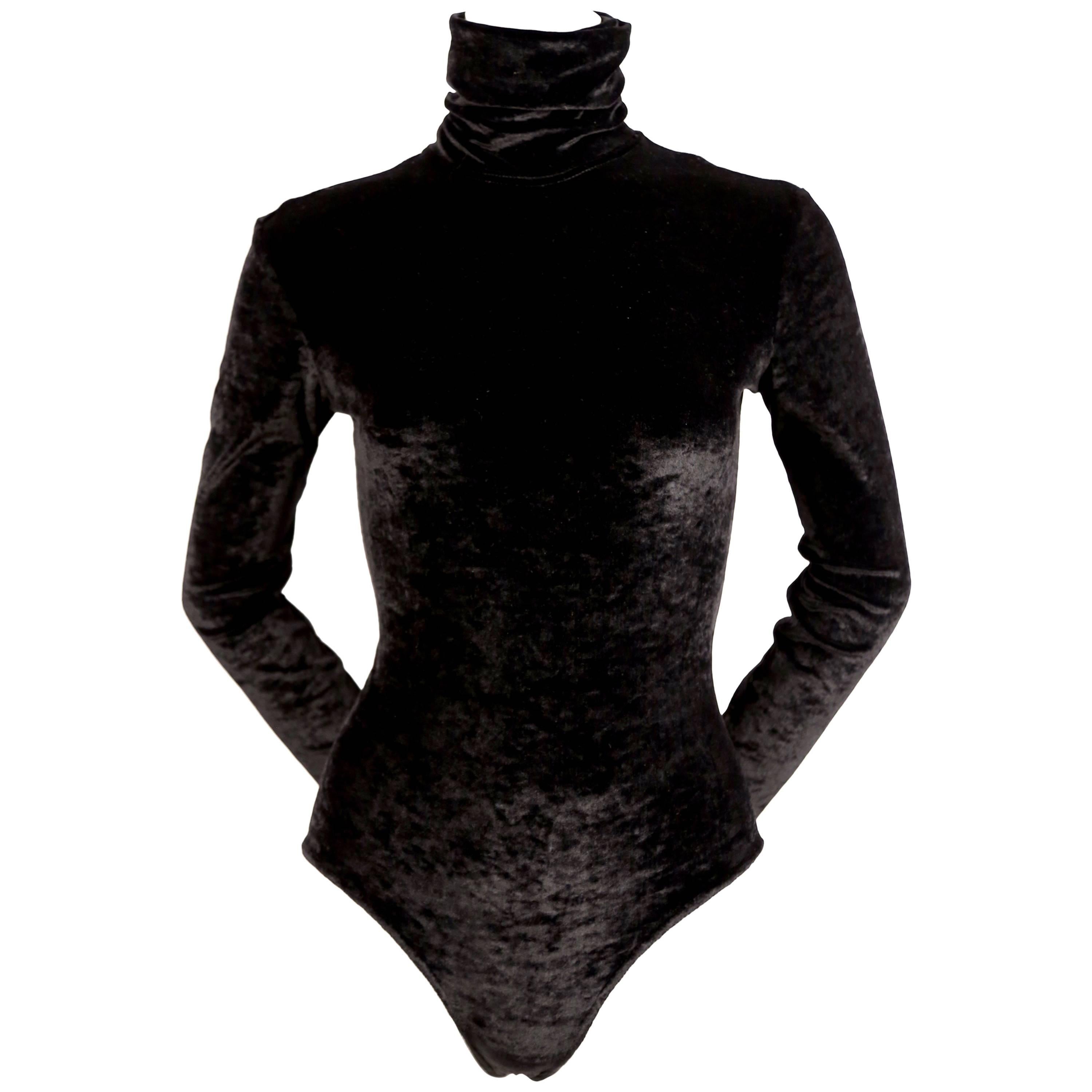 1990's RIFAT OZBEK black velvet bodysuit