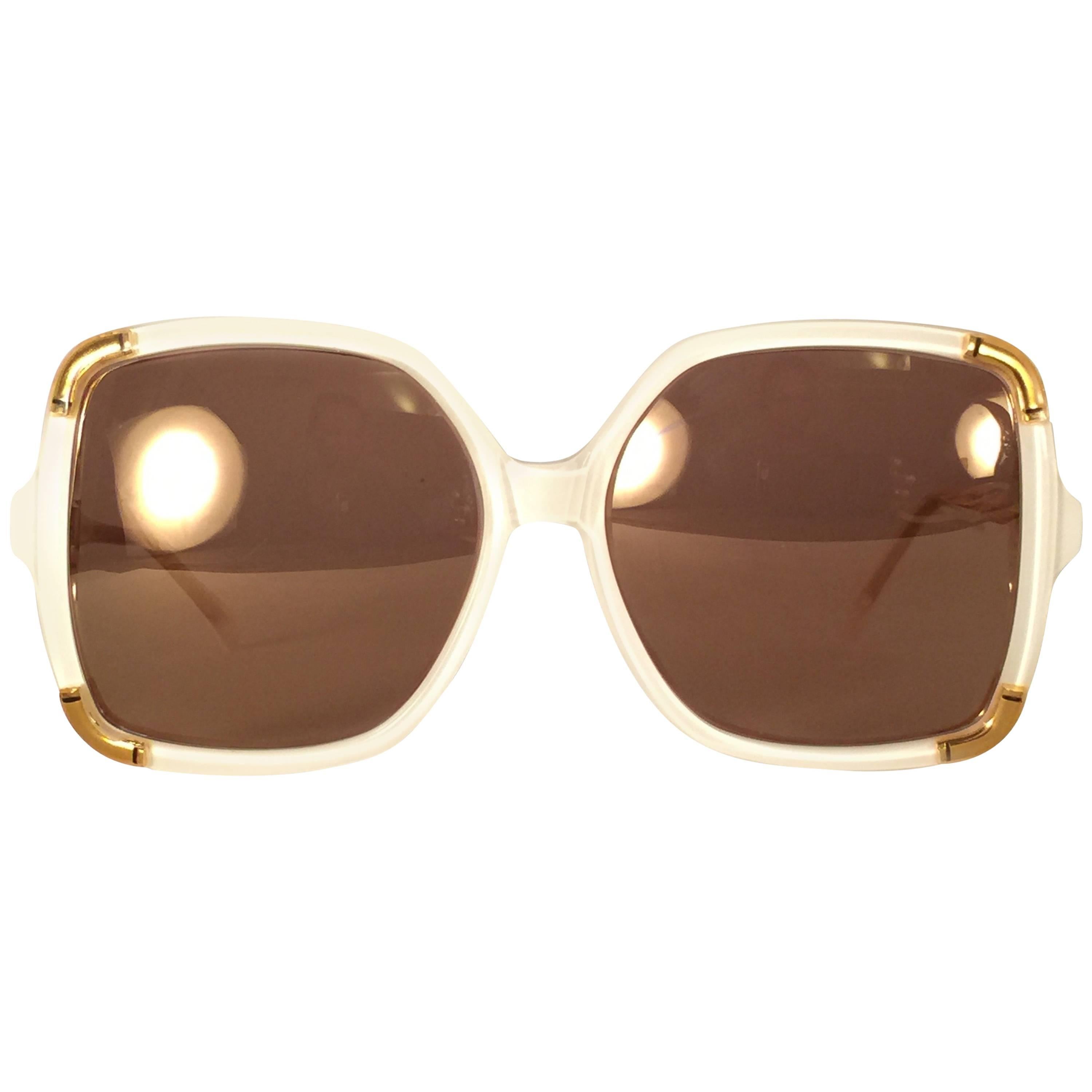New Vintage Ted Lapidus Club Ivory Paris 1970 Sunglasses Fran