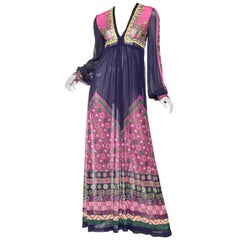 Gottex Mediterranean Jersey Maxi Dress, 1970s