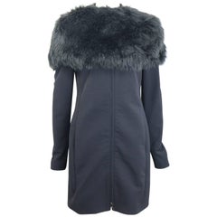 Prada Black Nylon with Detachable Black Faux Fur Jacket 