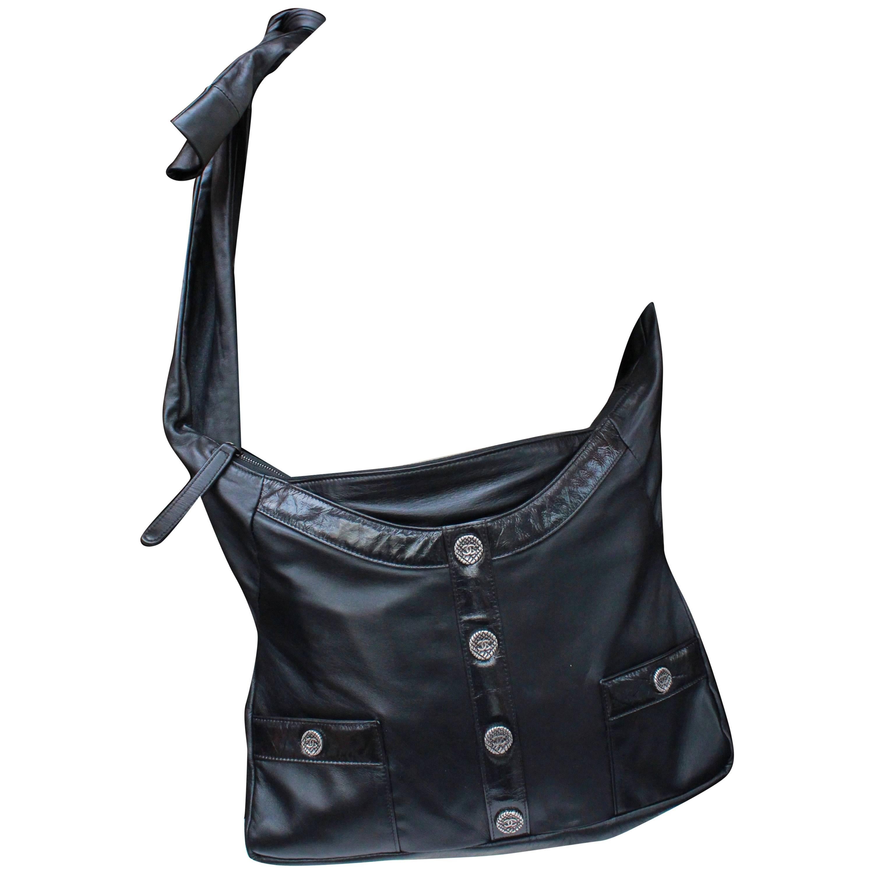 Chanel “Girl” black lambskin bag, Circa 2015  For Sale