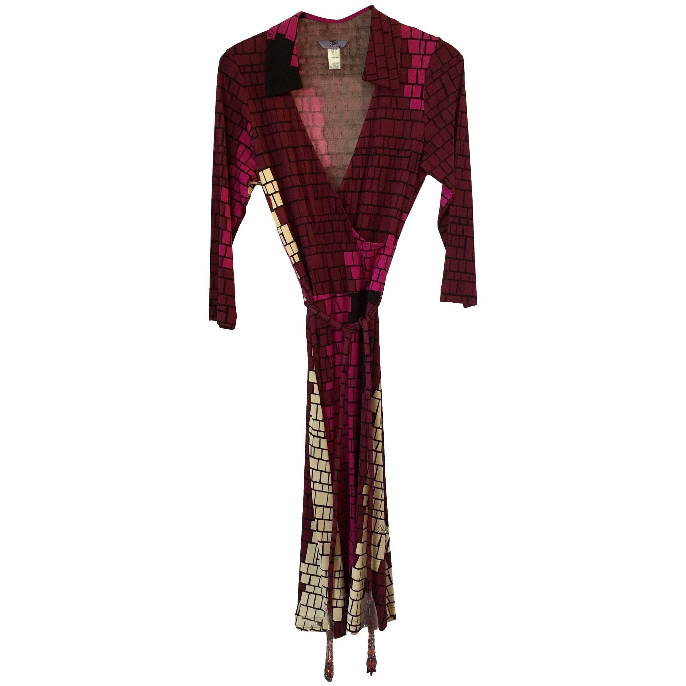 Flora Kung Purple Plum Silk Jersey Catherine Wrap Dress 