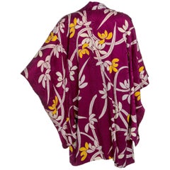 1940er Jahre Japanisch Bunte Blumen bedruckte Seide Kimono Jacke