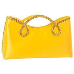 Mini sac de cocktail WALTER STEIGER en soie jaune citron et strass