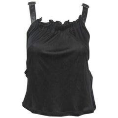 Christian Dior Black Bondage Leather Silver Metal Buckle Shirt